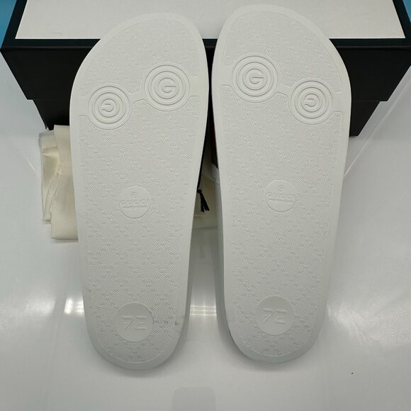 Gucci Men's Pursuit Pool Rubber Slides Sandal, Size 12G/US12.5, White/Red/Green - Picture 10 of 13